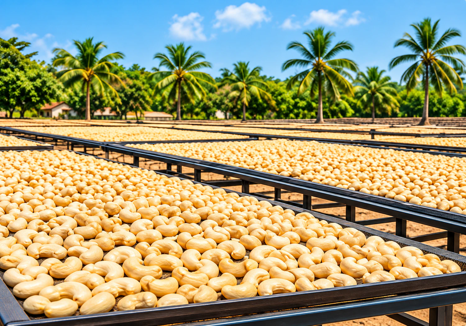 Natural Sun Dried Cashew Processing